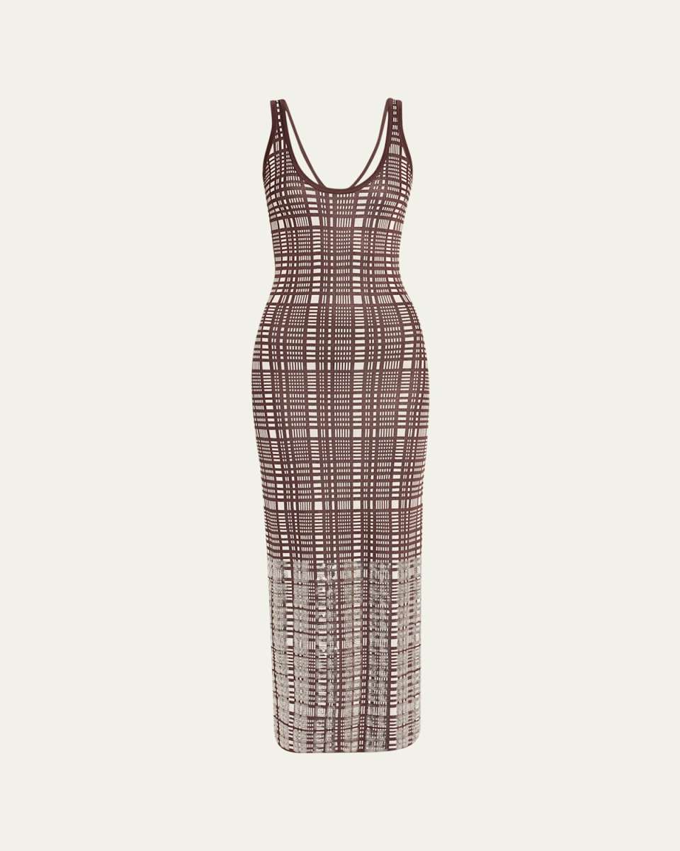 Jaqueline Sequined Check Sleeveless Maxi Dress